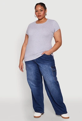 Womens Plus Basic Crew Neck Tee,