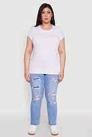 Womens Plus Basic Crew Neck Tee,