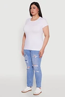 Womens Plus Basic Crew Neck Tee,