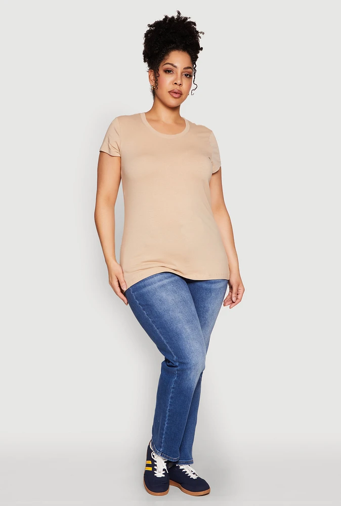 Womens Plus Basic Crew Neck Tee,