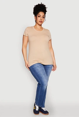 Womens Plus Basic Crew Neck Tee,