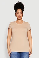 Womens Plus Basic Crew Neck Tee,