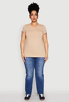 Womens Plus Basic Crew Neck Tee,