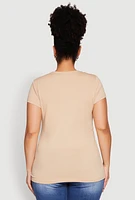 Womens Plus Basic Crew Neck Tee,