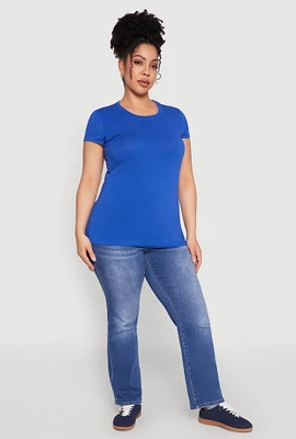 Womens Plus Basic Crew Neck Tee,