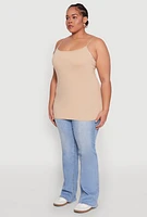 Womens Plus Basic Shelf Bra Cami,