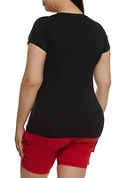 Womens Plus Basic V Neck T Shirt, 1X