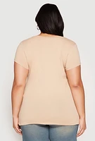 Womens Plus Basic V Neck T Shirt,