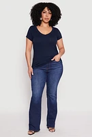 Womens Plus Basic V Neck T Shirt,