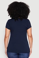 Womens Plus Basic V Neck T Shirt,