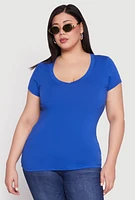 Womens Plus Basic V Neck T Shirt,