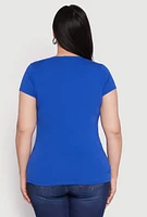 Womens Plus Basic V Neck T Shirt,