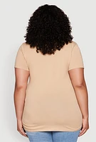 Womens Plus V Neck Short Sleeve Tee, 2X