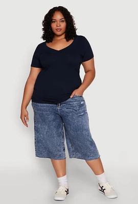 Womens Plus V Neck Short Sleeve Tee,