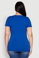 Womens Plus V Neck Short Sleeve Tee,