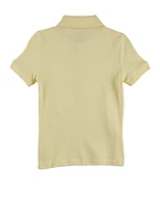 French Toast Girls 4-6x Scalloped Collar Interlock Polo Shirt, Yellow, Size 6-6X