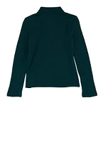 French Toast Girls 7-16 Solid Long Sleeve Interlock Polo Shirt, Green, Size 4-5