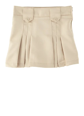 French Toast Girls 4-6x Front Pleated Tab Skirt, Khaki,