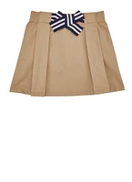 French Toast Girls 4-6x Bow Detail Pleated Skort, Khaki, Size 4