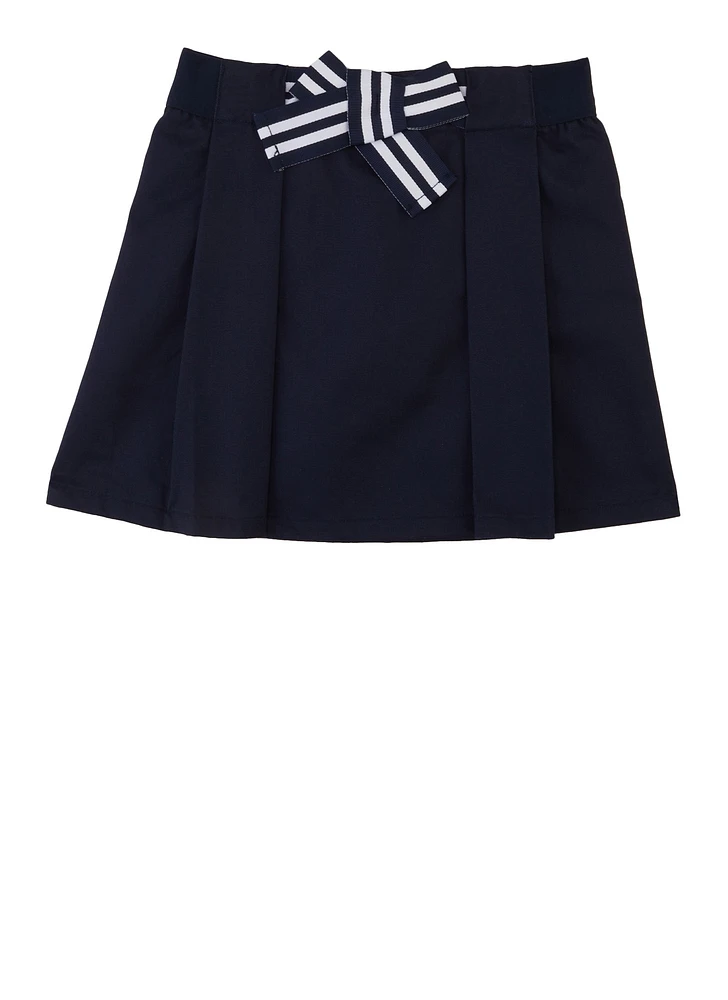 French Toast Girls 4-6x Bow Front Scooter Skirt, Blue,