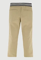 French Toast Girls 4-6x Striped Band Straight Leg Khaki Pants, Khaki, Size 6