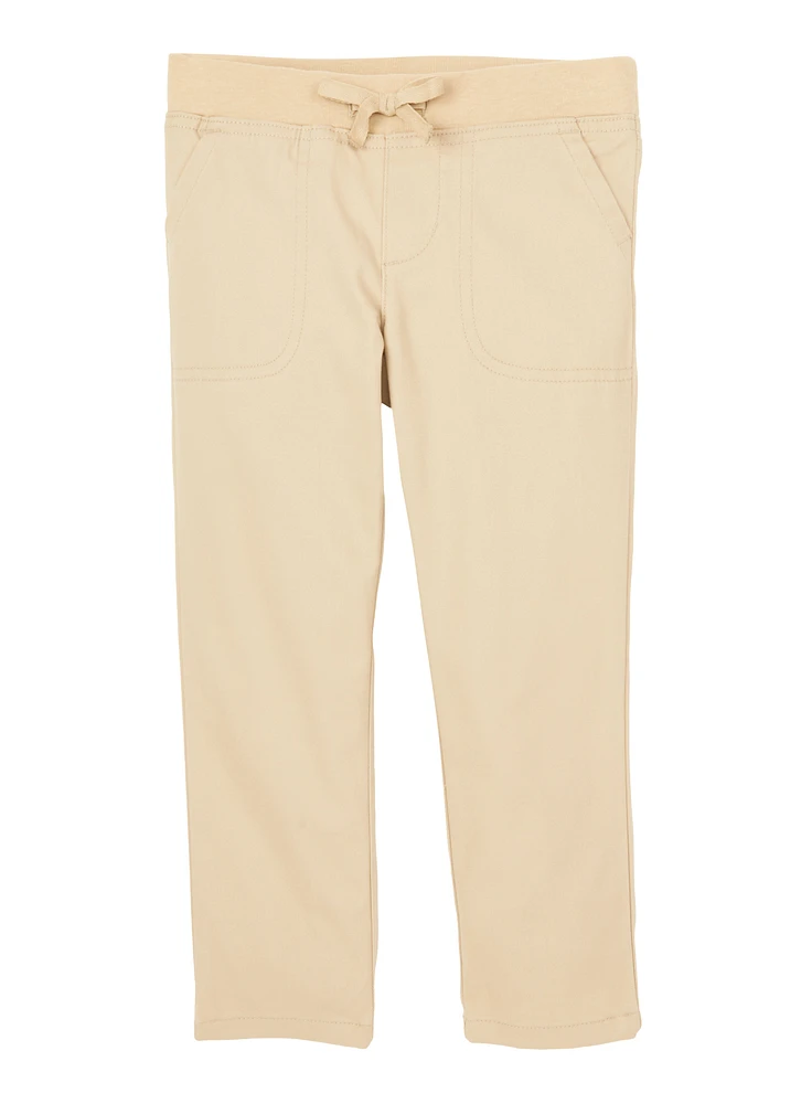 French Toast Girls 4-6x Elastic Waist Pull On Pants, Khaki, Size 6X