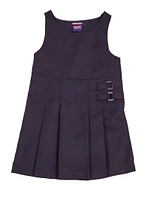 French Toast Girls 4-6x Double Buckle Pleated Jumper, Blue,