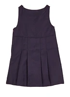 French Toast Girls 4-6x Double Buckle Pleated Jumper, Blue,