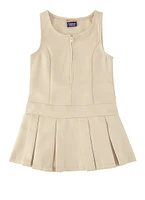 French Toast Girls 4-6x Heart Zip Pleated Jumper, Khaki, Size 6X