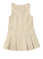 French Toast Girls 4-6x Heart Zip Pleated Jumper, Khaki, Size 6X