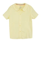 French Toast Girls 4-6x Peter Pan Collar Short Sleeve Shirt, Yellow, Size 8