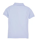 French Toast Girls 7-16 Short Sleeve Scalloped Collar Polo Shirt, Blue, Size 7-8