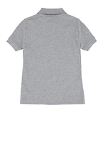French Toast Girls 7-16 Scalloped Collar Interlock Polo Shirt, Grey, Size 7-8