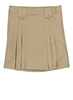 French Toast Girls 7-16 Two Button Detail Pleated Skirt, Khaki, Size 10