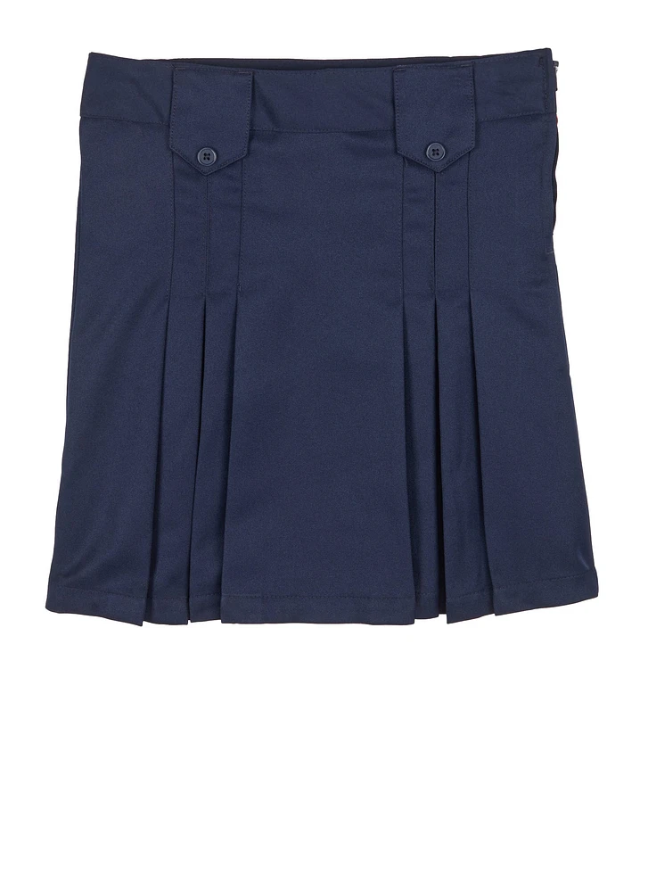 French Toast Girls 7-14 Front Pleated Tab Skirt, Blue, Size 14