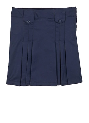 French Toast Girls 7-14 Front Pleated Tab Skirt, Blue, Size 14