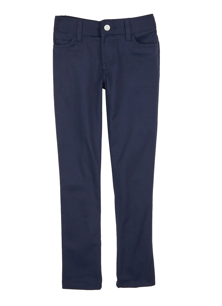 French Toast Girls 7-14 5 Pocket Skinny Pants, Blue, Size 14