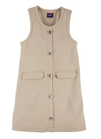 French Toast Girls 7-16 Heart Button Front Jumper, Beige, Size 10-12