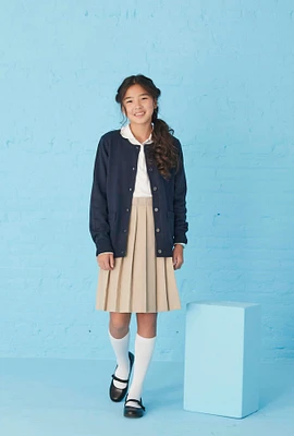 French Toast Girls 7-16 Crew Neck Cardigan, Blue, Size M