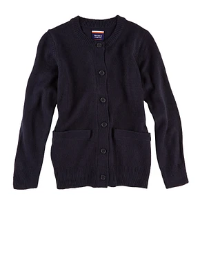 French Toast Girls 7-16 Crewneck Sweater Cardigan, Blue, Size 7-8