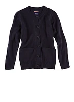 French Toast Girls 7-16 Crewneck Sweater Cardigan, Blue, Size 7-8