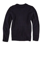 French Toast Girls 7-16 Crewneck Sweater Cardigan, Blue, Size 7-8