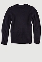 French Toast Girls 7-16 Crewneck Sweater Cardigan, Blue, Size 7-8