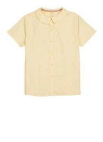 French Toast Girls 16-20 Peter Pan Collar Button Front Shirt, Yellow, Size 20