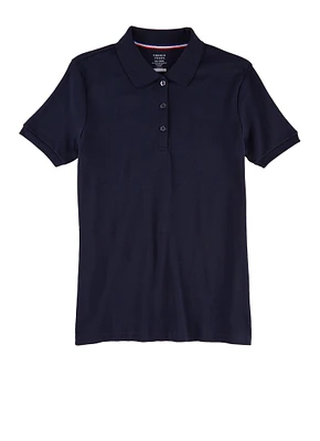 French Toast Girls 16-20 Picot Collar Polo Shirt, Blue, Size 18-20H