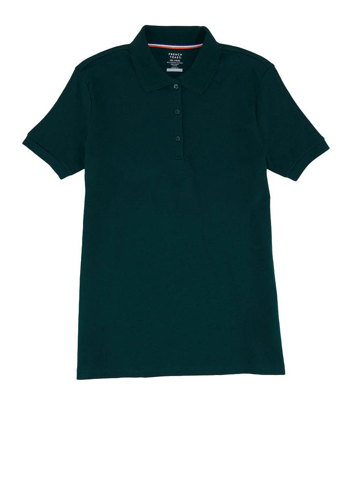 French Toast Girls 16-20 Short Sleeve Polo Shirt, Green, Size 18-20H