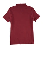 French Toast Girls 16-20 Picot Collar Short Sleeve Polo Shirt, Burgundy, Size 18-20H