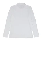 French Toast Girls 16-20 Interlock Long Sleeve Polo Shirt, White, Size 18-20H