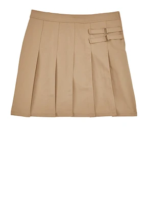 French Toast Girls 16-20 Two Tab Pleated Scooter Skirt, Khaki, Size 20