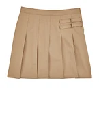 French Toast Girls 16-20 Two Tab Pleated Scooter Skirt, Khaki, Size 20